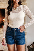 Sheer Mesh Lace Long Sleeve