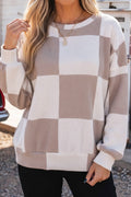 Checkered Print Textured Top