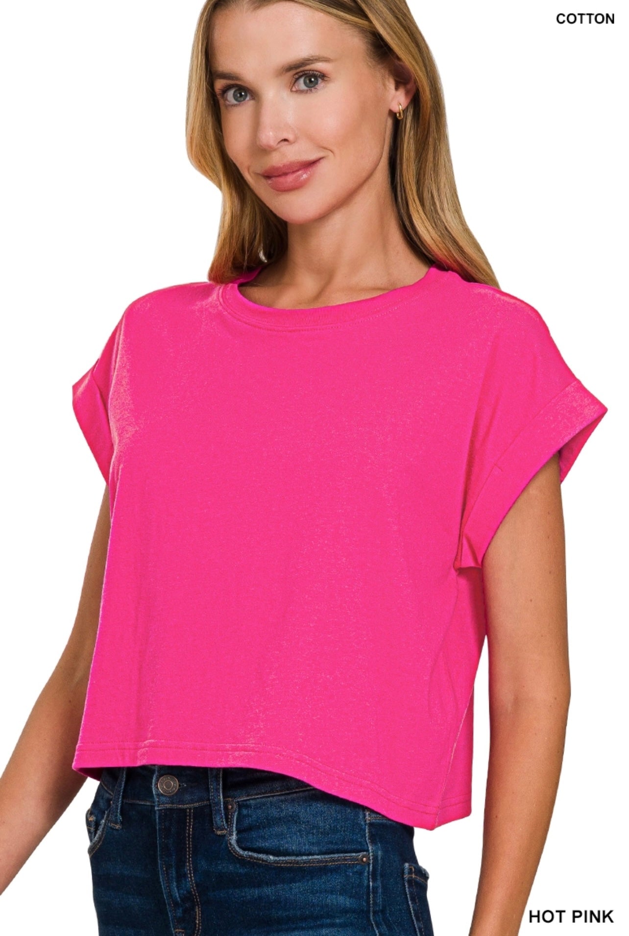 Cotton Crop Tee - Hot Pink