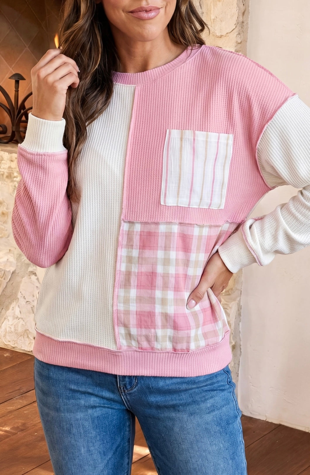 Colorblock Plaid Long Sleeve