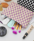 Checkered Knit Accessories Clutch - Lavender