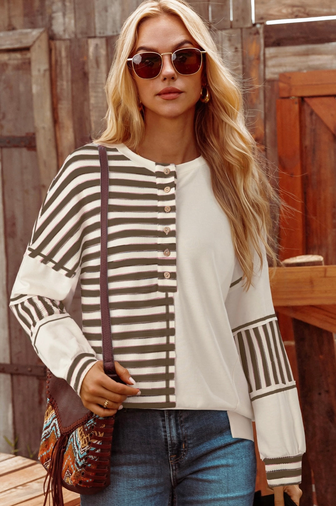 Stripe Detail Oversized Top