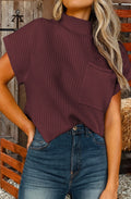 Rib Knit Short Sleeve Sweater