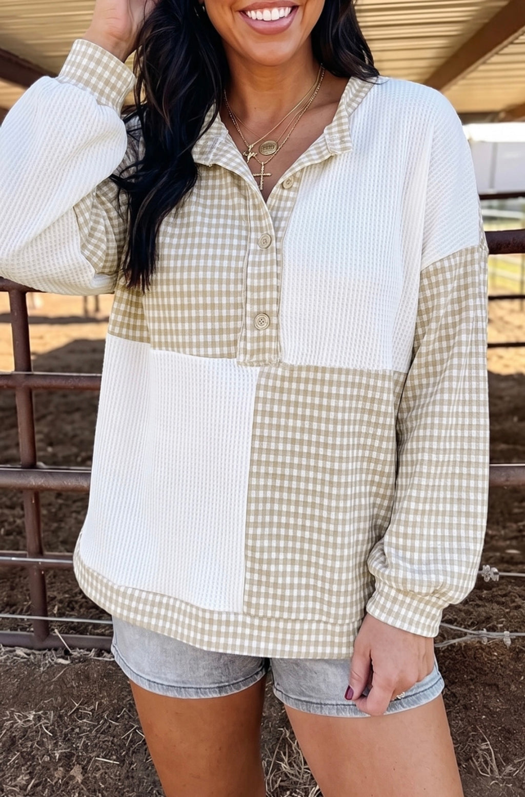 Patchwork Checkered Long Sleeve