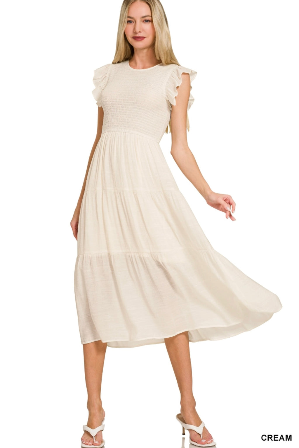 Ruffle Sleeve Midi Dress