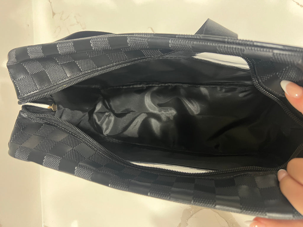 Checkered Travel Bag - Black