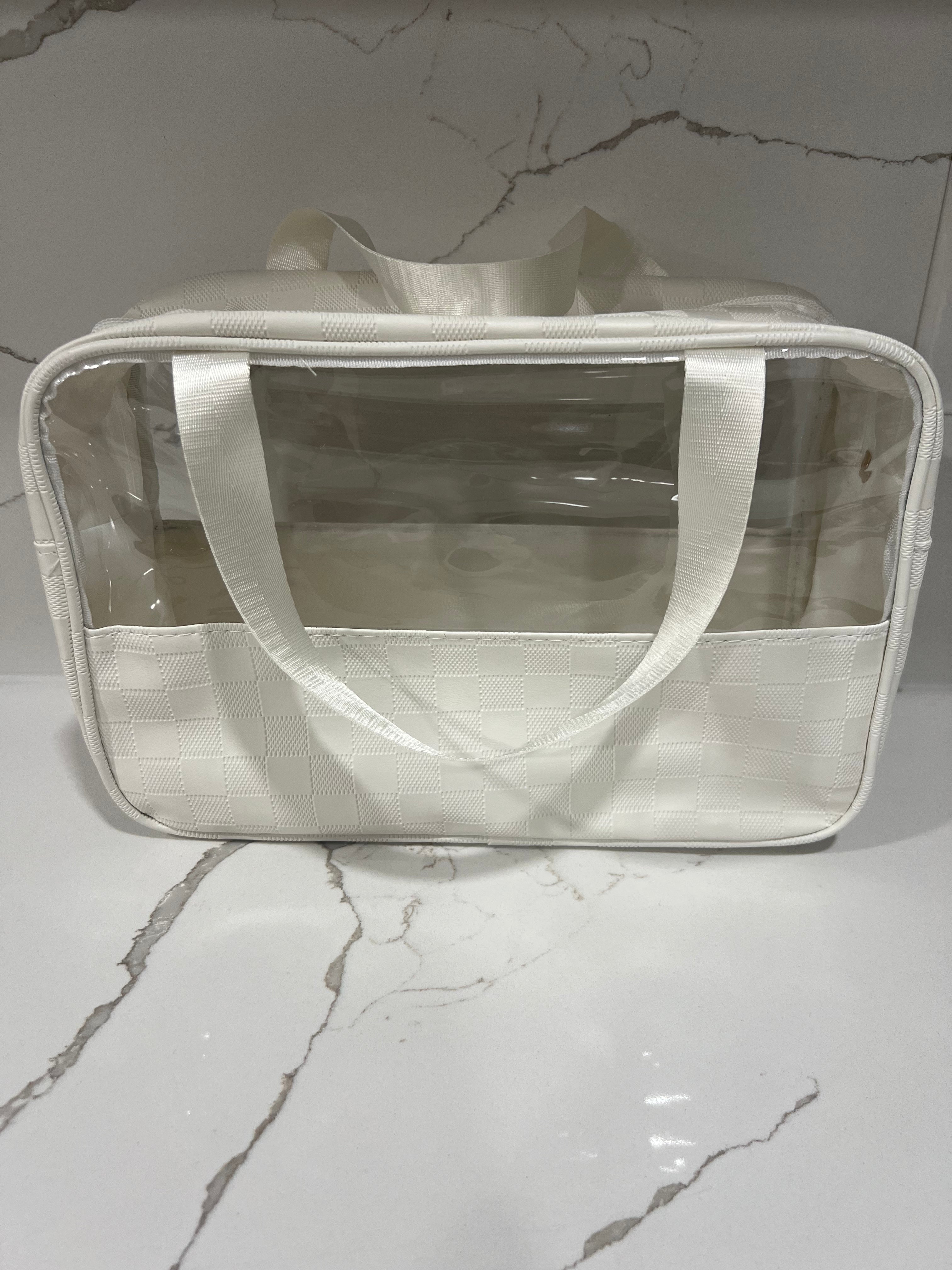 Checkered Travel Bag - Ivory/White