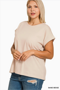 Cotton Folded Sleeve T-Shirt