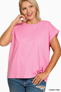 Cotton Folded Sleeve T-Shirt